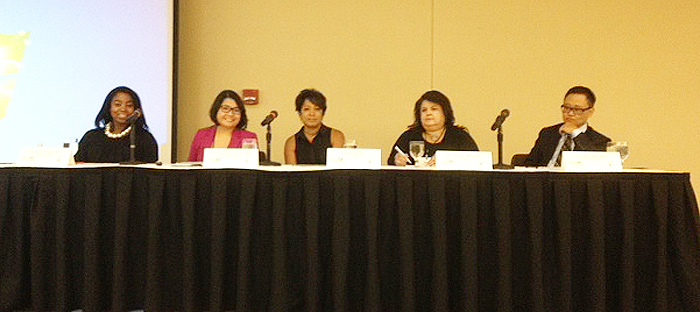 Speakers included (l to r) Dr. Jennifer Edwards, Dr. Christina Cordero, Yolanda Robles, Sylvia Moreno and Tia Jamir.